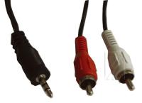 3,5MM-STEREO HANE TILL 2X AUDIO HANE 10M SVART