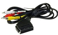 Scart-kabel 3xphono han/1x Scart han 2m med omskifter