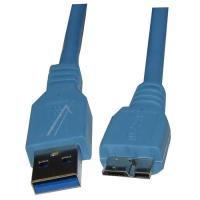 USB-kabel, 3.0 Type-A hann/Type-B Micro hann, 3,0m, blå