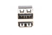 3722-002382 USB-bøssing,4P/2C, opp, svart, vinkel-offset, A-type