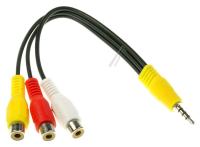 AV phonokabel, 4pin 3.5mm hann / 3x phono bøssing