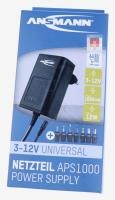 ANSMANN APS 1000 1201-0023 NETDEL UNIVERSAL 3-12V DC, INKL. 7 FORSKELLIGE STIKTYPER