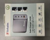 VERBATIM GNC-240 32205 GAN LADER/STRØMADAPTER, 240W 3X USB-C, 1X USB-A, PD, QC, PPS, EU/UK/US