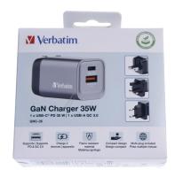 GNC-35 32200 GaN strømadapter 35W 1x USB-C, 1x USB-A, PD, QC, PPS, EU/UK/US