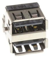 3722-002925 Jack-USB:4P/2C,på,svart,vinkeloffset,A,-